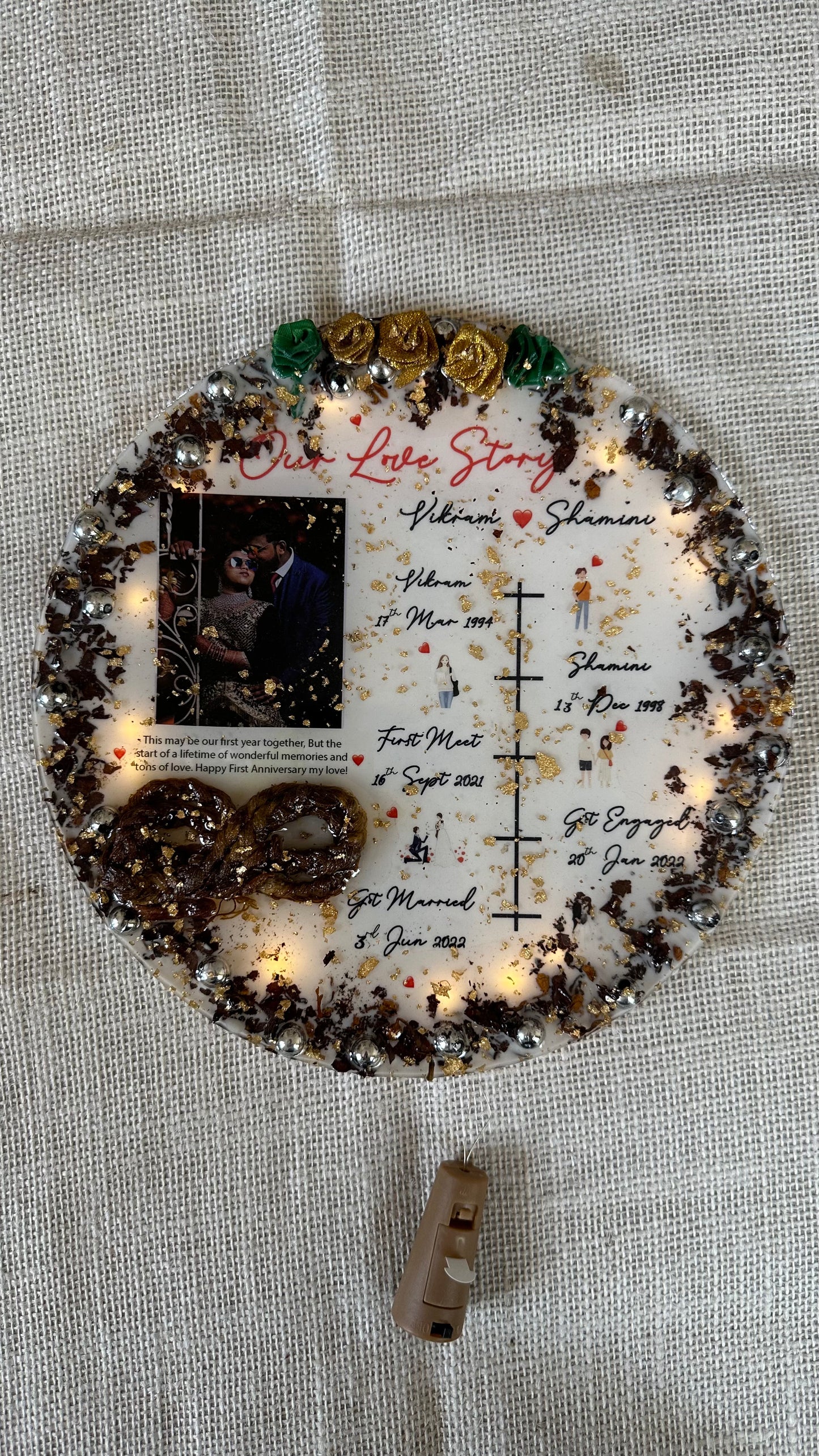 Qubix 3D Our Love Story Resin Frame - Garland Preservation