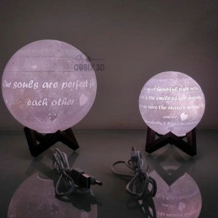 Qubix 3D Wireless 3D Moon lamp with photo and message