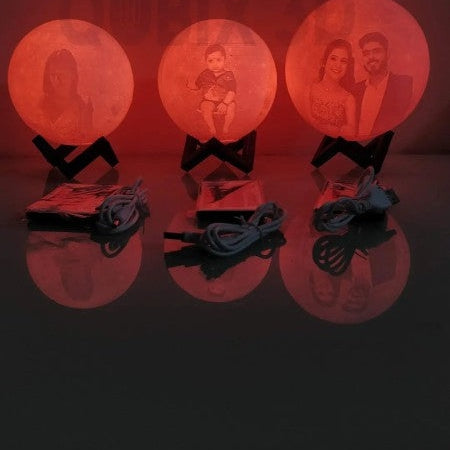 Qubix 3D Wireless 3D Moon lamp with photo and message