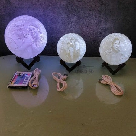 Qubix 3D Wireless 3D Moon lamp with photo and message