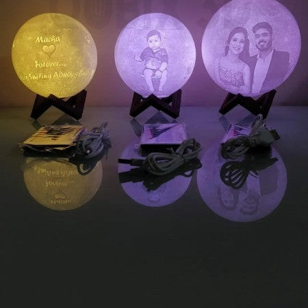 Qubix 3D Wireless 3D Moon lamp with photo and message