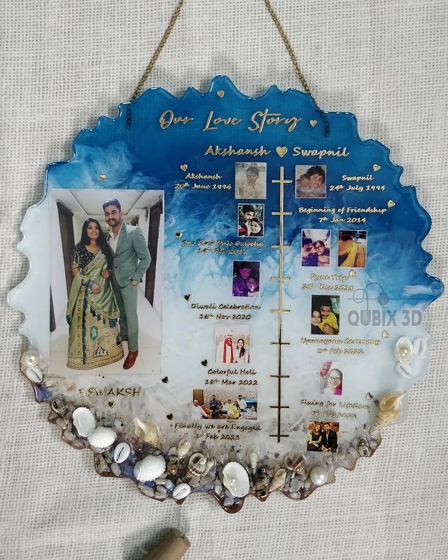 Qubix 3D Our Love Story Resin Frame - Ocean Theme