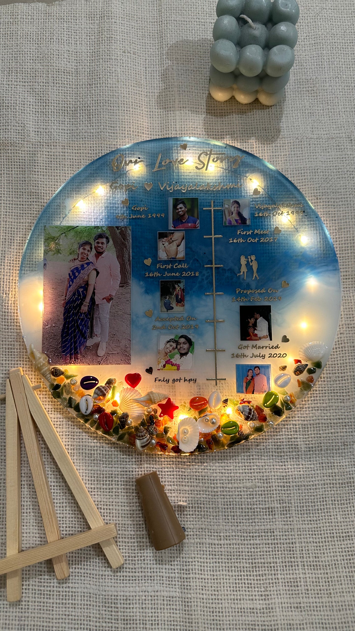 Qubix 3D Our Love Story Resin Frame - Ocean Theme