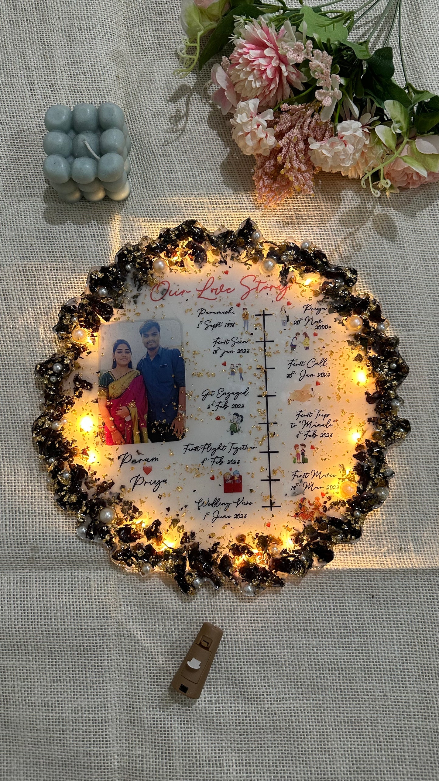 Qubix 3D Our Love Story Resin Frame - Garland Preservation