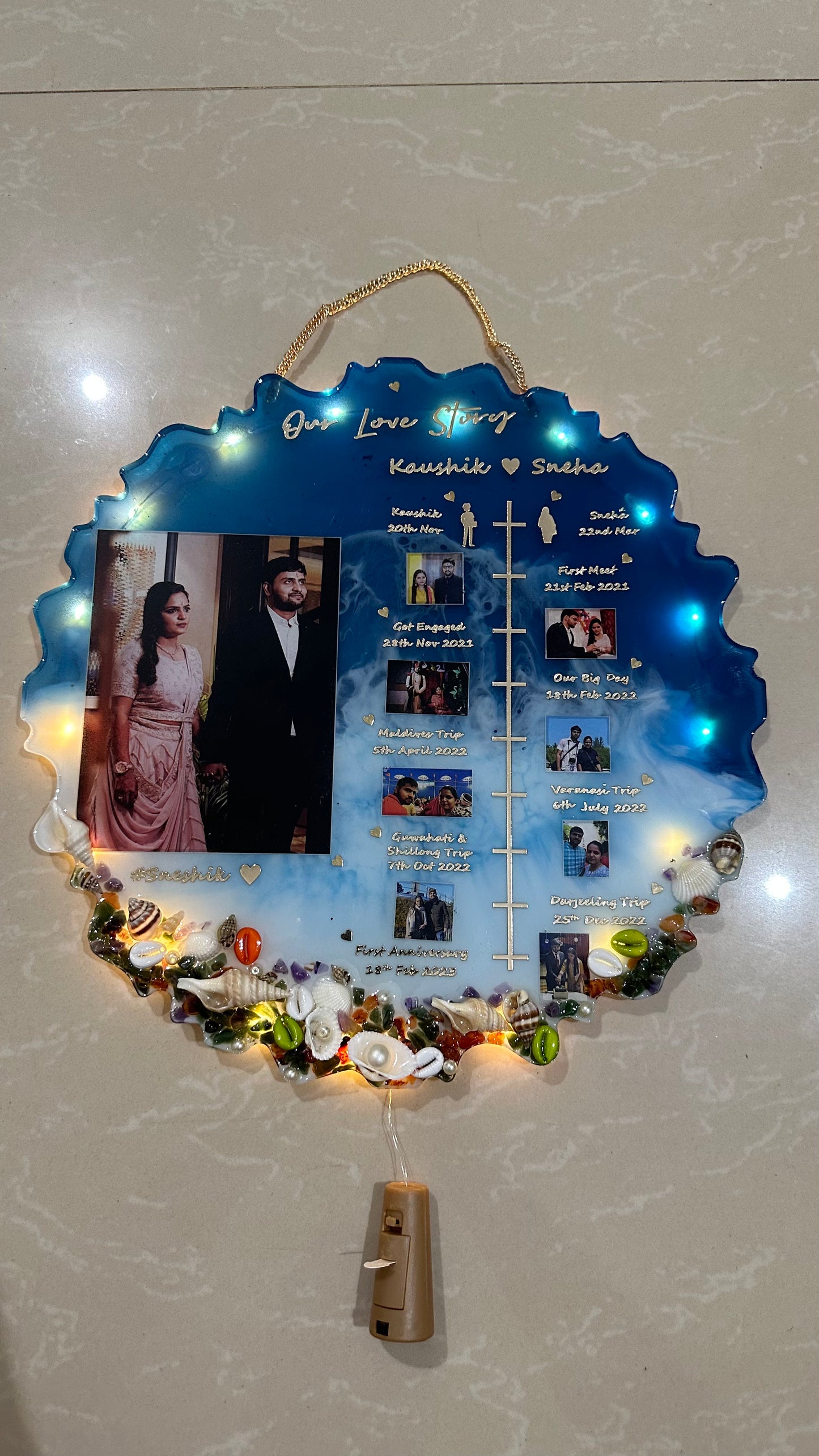 Qubix 3D Our Love Story Resin Frame - Ocean Theme