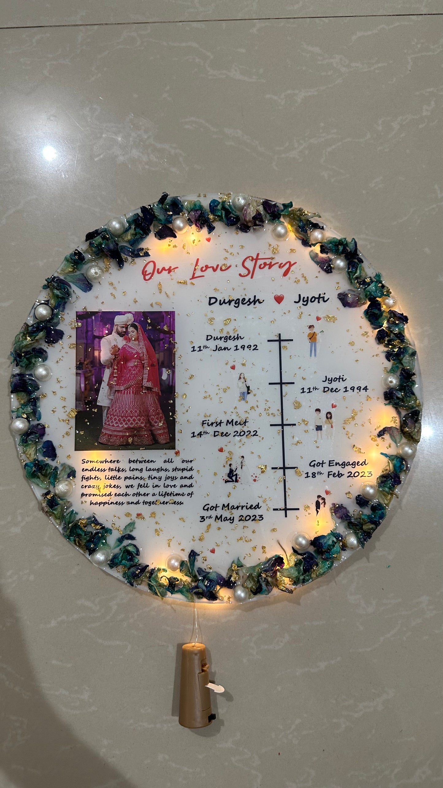 Qubix 3D Our Love Story Resin Frame - Garland Preservation