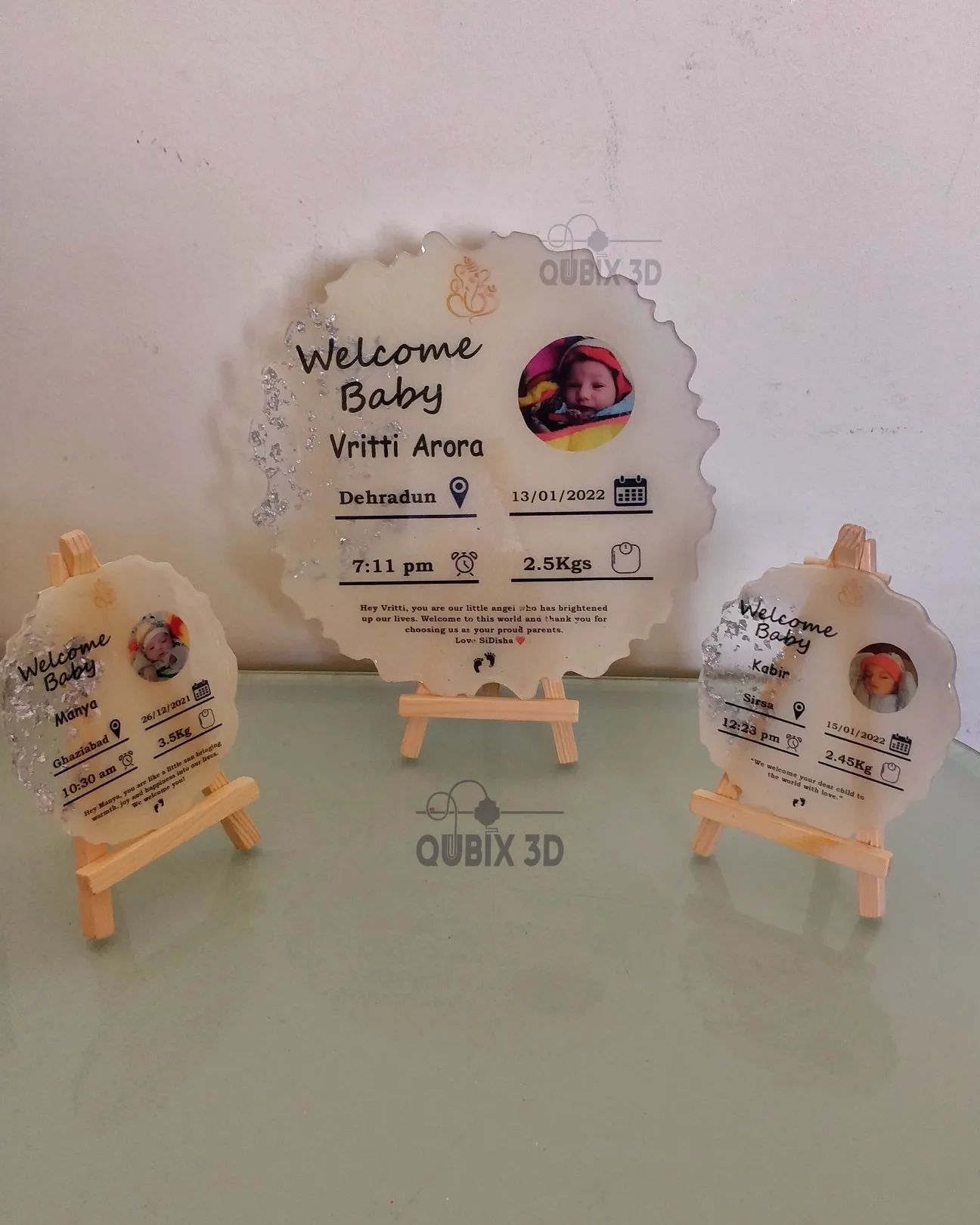 Qubix 3D Resin Welcome Baby Frame - without preservation