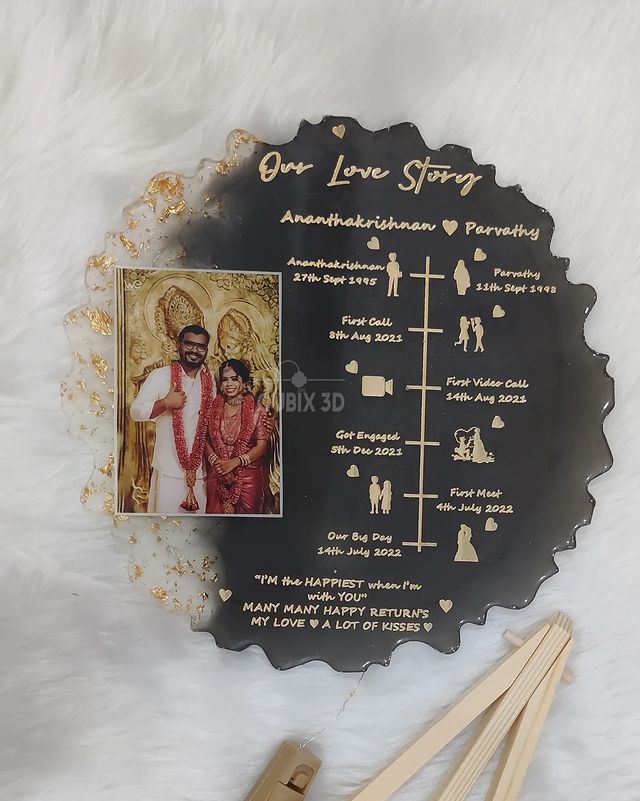 Qubix 3D Resin Frame with Embossed 3D Gold Metallic Letters