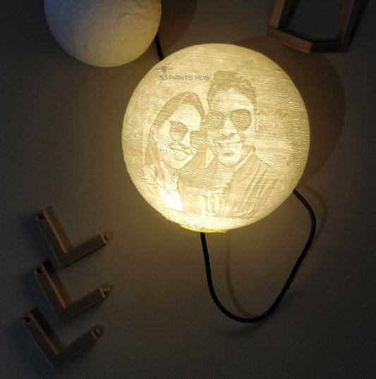 Qubix 3D Wired Multi Color (16 Colors) with Remote - 3D Moon lamp with photo and message