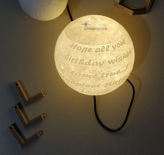 Qubix 3D Wired Single Color - 3D Moon lamp with photo and message