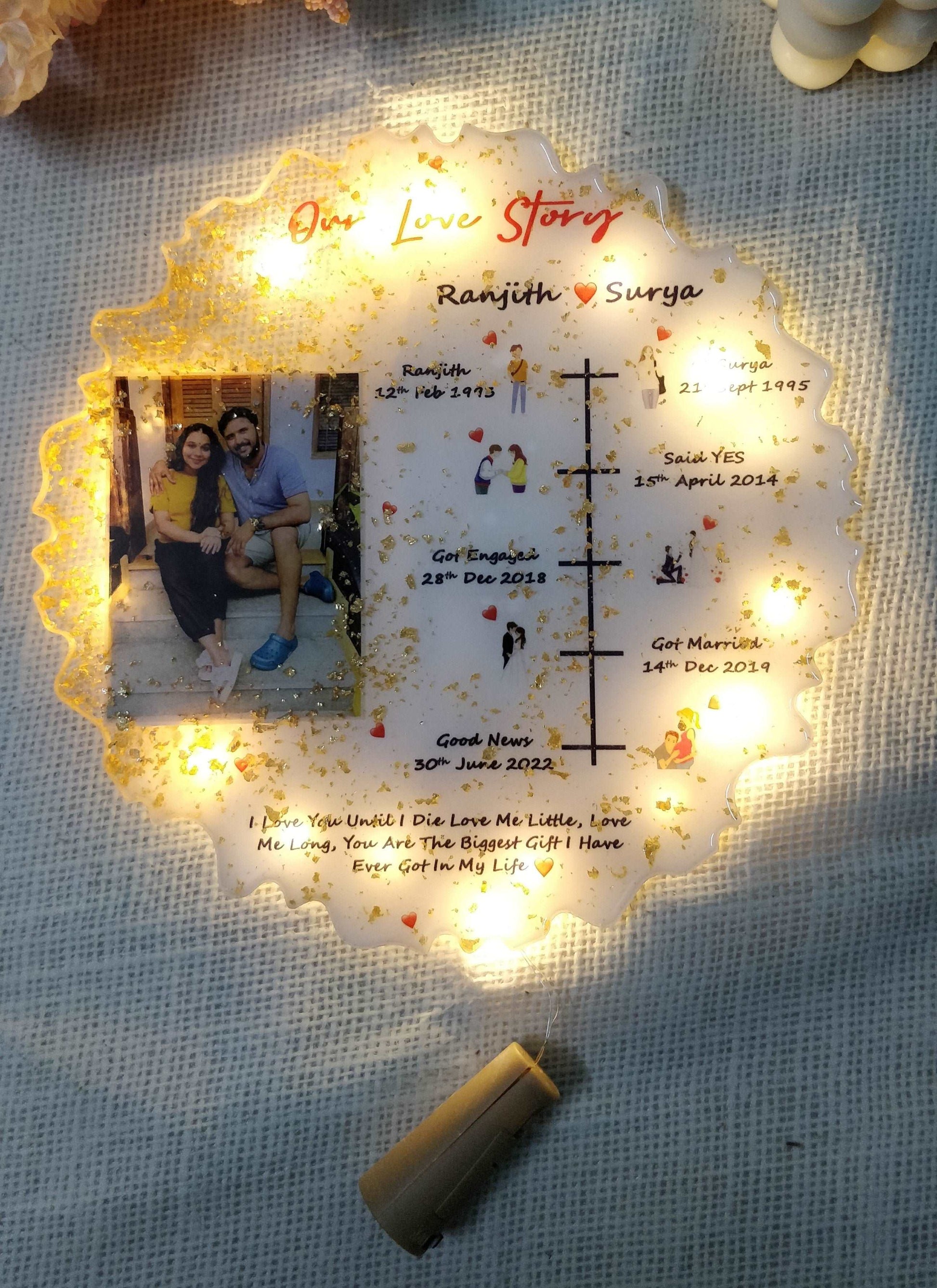 Qubix 3D Our Love Story Resin Frame - White