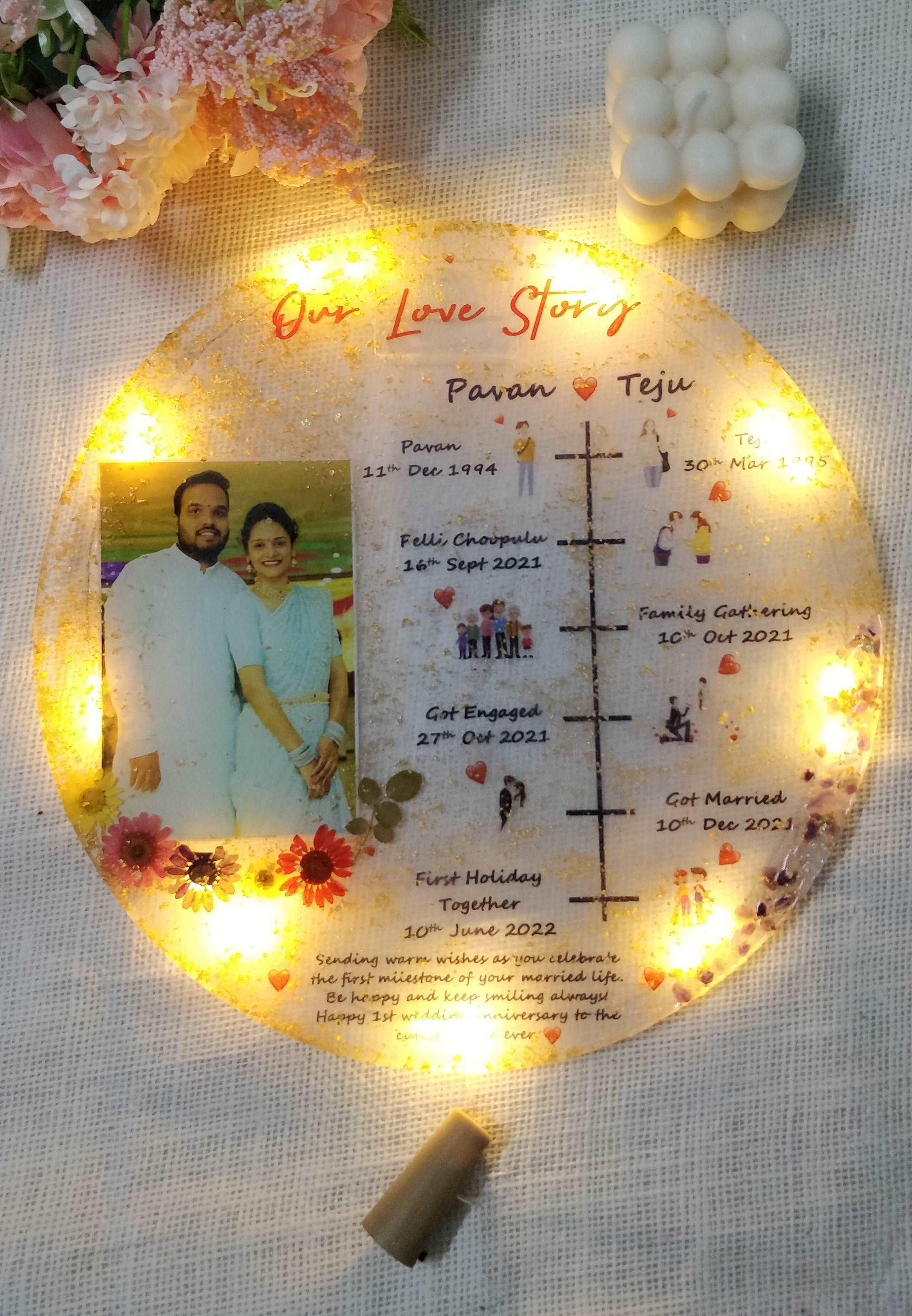 Qubix 3D Our Love Story Resin Frame - White