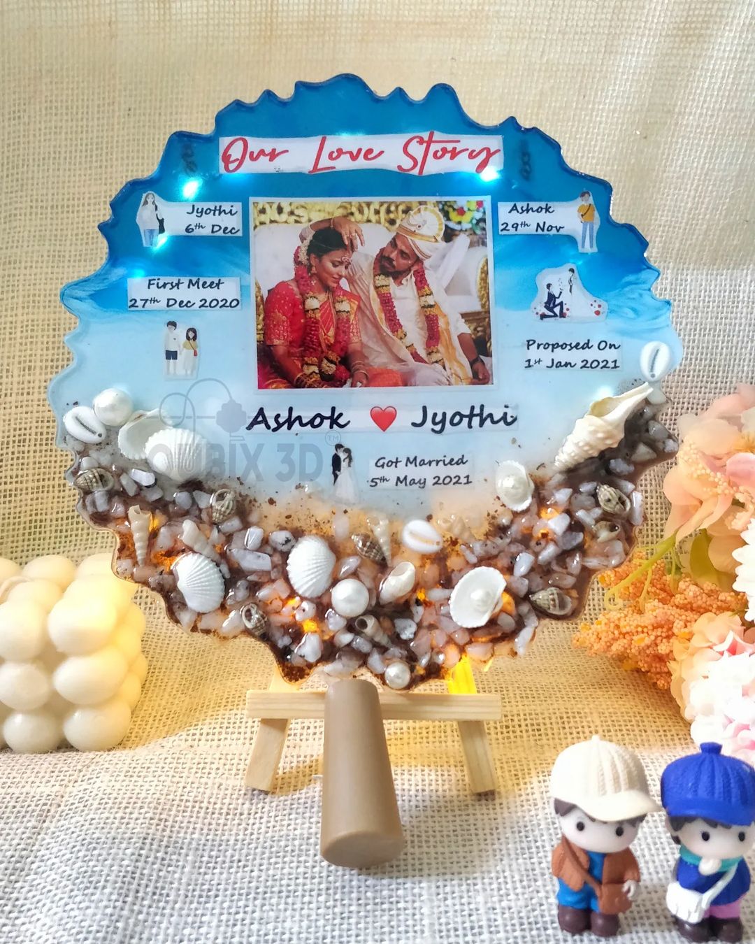 Qubix 3D Our Love Story Resin Frame - Ocean Theme